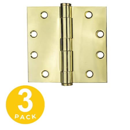 Global Door Controls 4.5 in Leaf W x 4.5 in Leaf H, Bright Brass CP4545-US3-M
